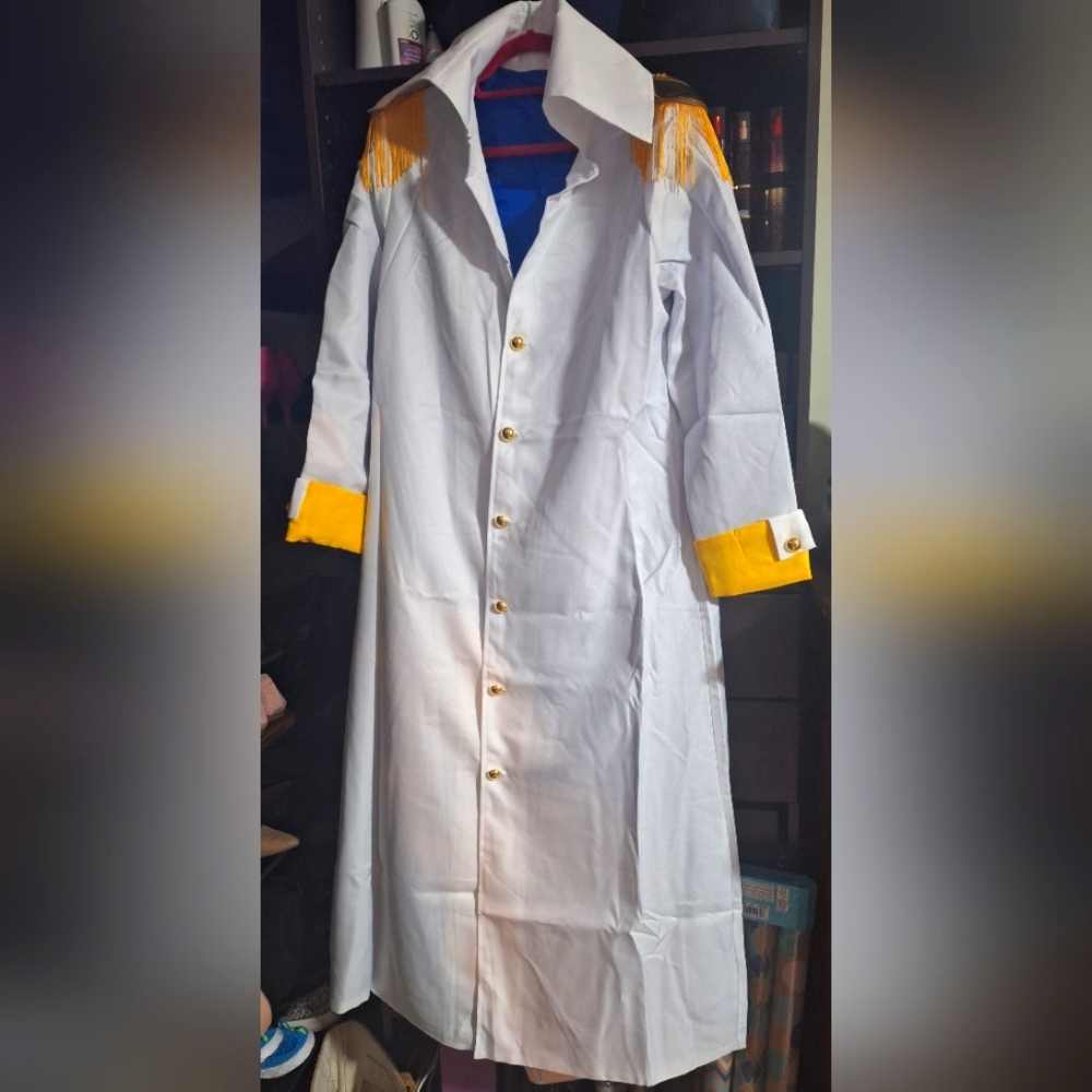 Anime Kizaru Borsalino Cosplay Costume Outfit Yellow Stripes Suit Halloween